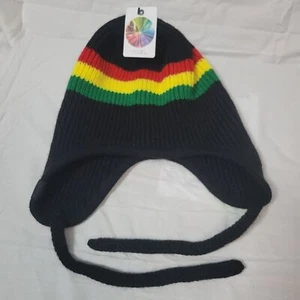 Coal Black Beanie The Lucas Flap Yellow Red Green - Picture 1 of 6