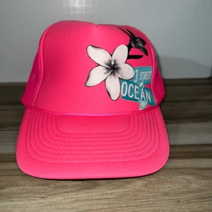 Otto Trucker Cap Hawaiian 3 Street Ocean Pink Floral Snap Back Baseball Hat - Picture 1 of 6