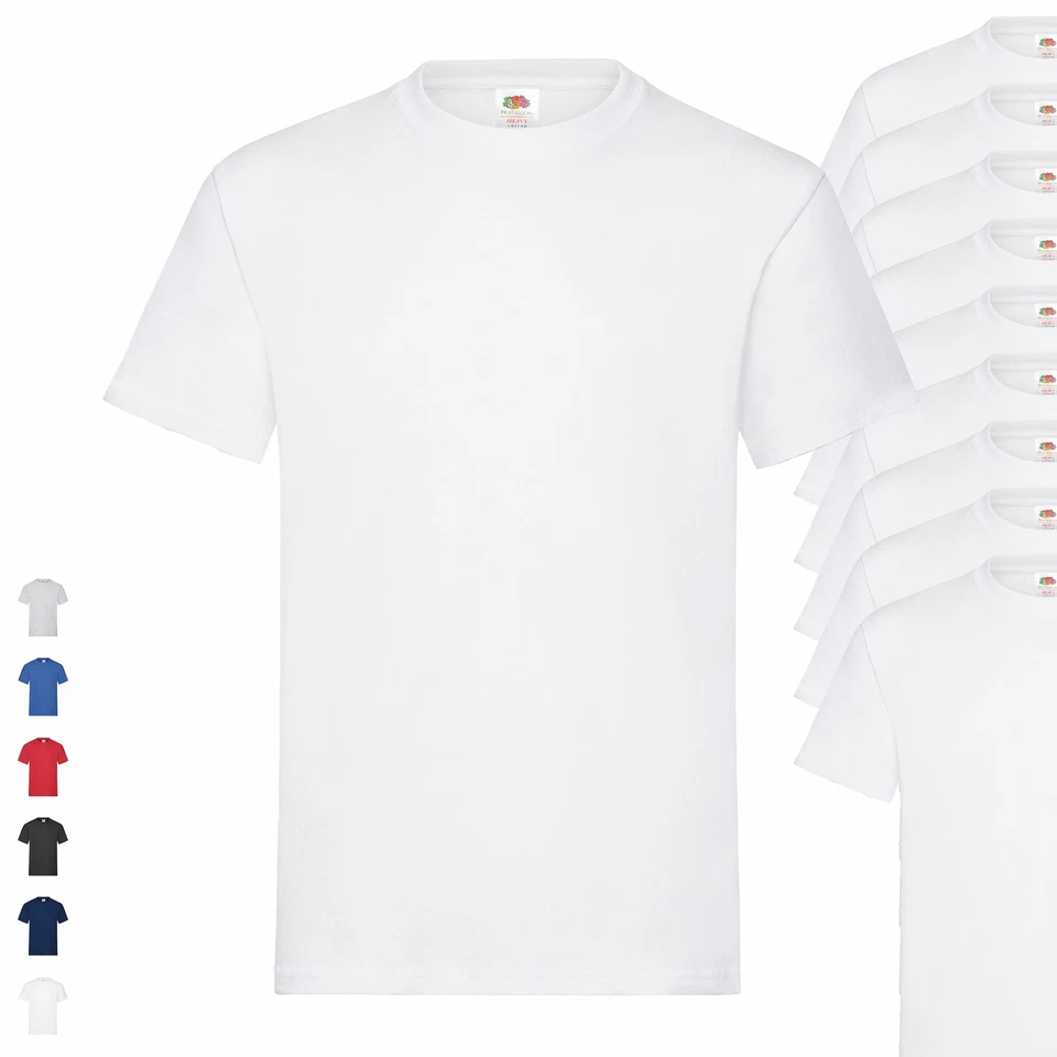 10er Pack Fruit of the Loom Heavy T Herren Basic T-Shirt schwere Qualität NEU - Bild 1 von 1