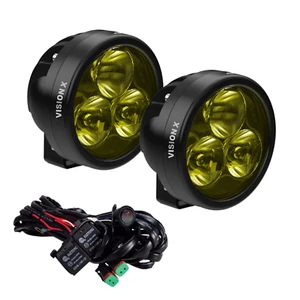 PAIR OF CANNON RACE 3 DRIVING LIGHTS SELECTIVE YELLOW W/ HARNESS - Picture 1 of 13
