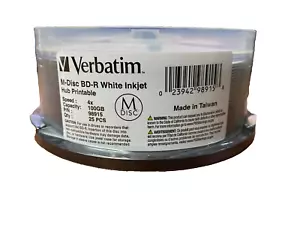 Verbatim M-Disc BD-R 100GB 4X White Inkjet/Hub Printable - 25 Pack Spindle - Picture 1 of 1