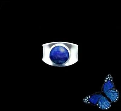 Antigo anel/banda GEORG JENSEN St prata e lápis #124 por POUL HANSEN. Tamanho K/ 50/5. - Imagem 1 de 4