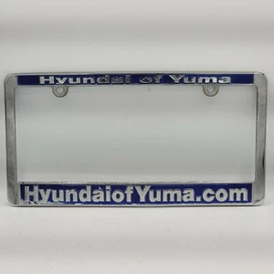 Hyundai Of Yuma Silver Blue Metal Car Truck License Plate Frame - Picture 1 of 2
