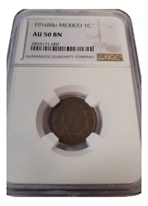 Mexico 1916 Un Centavo NGC AU 50 BN - Picture 1 of 3