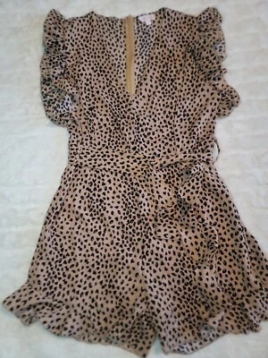 Mameluco rosa lirio para mujer/junior estampado de guepardo talla mediana corbata en la parte delantera  Foto 1 de 4