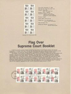 #8343 20c Flag/Supreme Court Coil Stamp - Scott #1896b USPS Souvenir Page - Picture 1 of 1