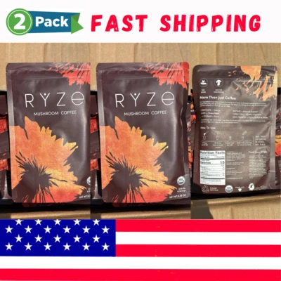 Organic RYZE Mushroom Coffee 30 Servings Per Pack-6.35 oz (PACK OF 2)
