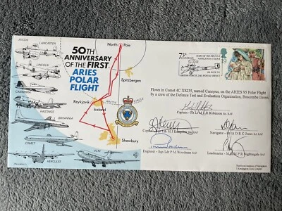 First Aries Polar Flight 50th Anniversary Signed First Day Cover, 1995 RAF cover - Image 1 of 2