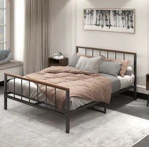 Metal Platform Bed Frame with Headboard, Footboard - No Box Spring Needed, Queen - Picture 1 of 10