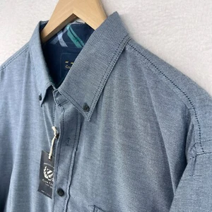 CLUB ROOM Shirt Mens XL Woven Oxford Button Up Locker Loop Cuff Cotton Blue NEW - Picture 1 of 14