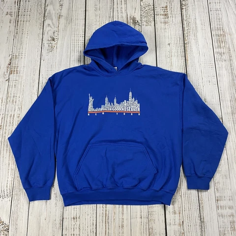 NEW YORK METS GILDAN HOODIE NYC SKYLINE BLUE GRAPHIC MLB MENS XL GIFT PIAZZA Cover