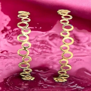 Gold Plated Bangle Bracelet, Irregular Circle Pattern Bangle - Picture 1 of 3