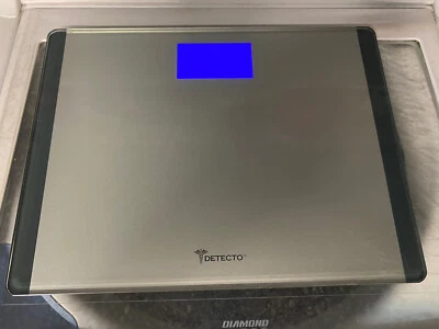 Escali Detecto Scale 440lbs Clear Glass with Silver back and Black Side Stripes - Image 1 of 4