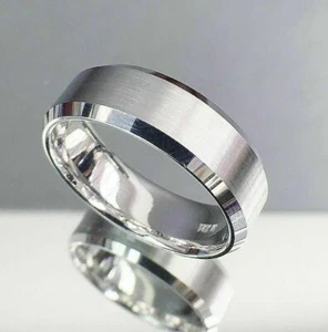 Men's Brushed Comfort Fit 14K White Gold Wedding Band Size 10.5 7MM - Picture 1 of 1