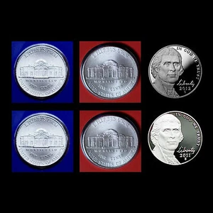 2011 2012 P+D+S Jefferson Nickel Set ~ Proof and PD in Original Mint Wrappers - Picture 1 of 1