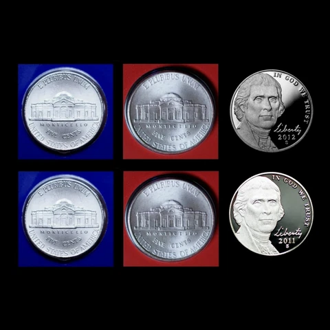 2011  2012 P+D+S Jefferson Nickel Set ~ Proof and PD in Original Mint Wrappers Cover