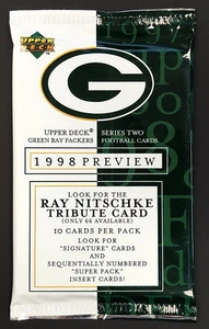 1998 Anteprima Upper Deck Green Bay Packers Serie Due Carte Calcio Confezione 10 Carte - Foto 1 di 4