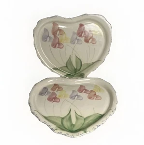2 Stck. Vintage Cheri Kunstkeramik Teller Teller Geschirr 11 Zoll Floral Herzform Servieren - Bild 1 von 8