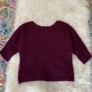 Vintage Ann Taylor 69 % Kaninchenhaar Angora Pullover pflaume lila offen Strick Größe Large - Bild 1 von 7