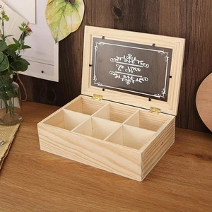 Wooden Tea Box Tea Storage Organizer with Clear Case Multipurpose Small Wooden - Picture 1 of 6