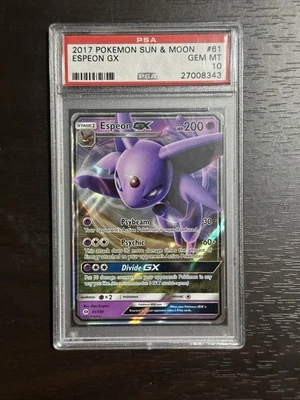 Pokémon Espeon GX 61/149 Sun & Moon Base Ultra Rare, 2017 PSA 10 Gem Mint - Image 1 of 2