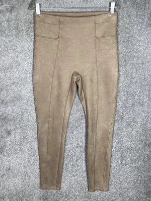 Леггинсы Spanx с высокой талией из искусственной замши женские размер большой желтовато-коричневый коричневый эластичные - Изображение 1 из 4