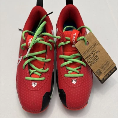 耐克鳟鱼 9 Fastflex 青年棒球鞋红色/黑色/绿色 6Y 码 - 全新带标签 — 第 1/4 张图片