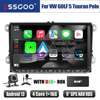 DAB+ Carplay Autoradio Android 13 GPS NAV +MIK Kam Für VW Touran GOLF 5 6 Amarok - Bild 1 von 4