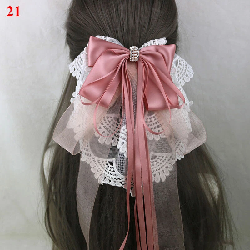 Pinza para el cabello borlada de encaje grande con moño de lolita y borla clips de resorte para mujer Foto 1 de 4