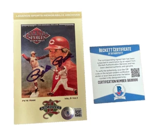 Pete Rose Hand-Signed Legends Sports Memorabilia Postcard BAS - Picture 1 of 3