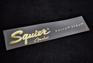 Squier Bullet Strat von Fender Wasserrutsche Kopfplatte Aufkleber Abziehbild massiv Gold NEU - Bild 1 von 1