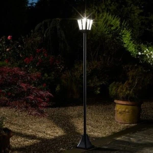 Lámpara solar estilo victoriano poste jardín exterior blanca brillante luz LED - Imagen 1 de 23
