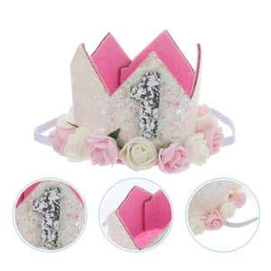 Kids First Birthday Hat Baby Girl Photo Props Flower Headband Hat - Picture 1 of 12