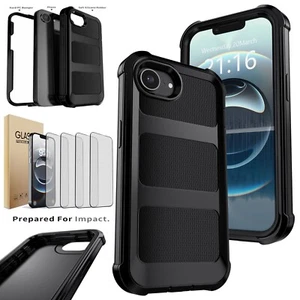 Funda resistente a prueba de golpes híbrida para teléfono Apple iPhone 16e / vidrio templado - Imagen 1 de 39