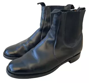 John Brocklehurst Herren Schwarz Leder Slipper Chelsea Stiefeletten Md England UK 8 - Bild 1 von 9