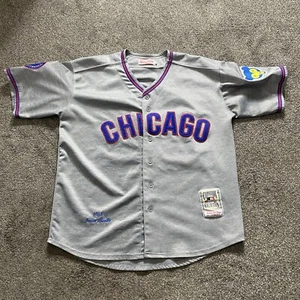 Authentic 1969 Ernie Banks Chicago Cubs Trikot 44 L Mitchell & Ness Wolle USA - Bild 1 von 10
