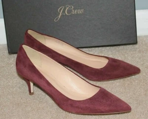 $198 J Crew Dulci Suede Kitten Heels Shoes Size 8.5 Burgundy A9758 office work - Picture 1 of 6