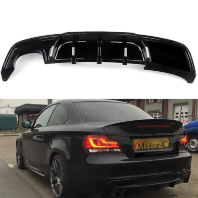 Für2007-2013 BMW1er E82 Heckdiffusor Lippe Doppelauspuffrohre Glanz Schwarz ABS - Bild 1 von 4