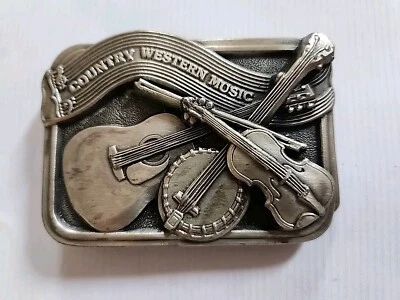 Bergamota Brass Works De Colección 1984 Country Western Music Hebilla de Cinturón C150 Hecho en EE. UU. Foto 1 de 3