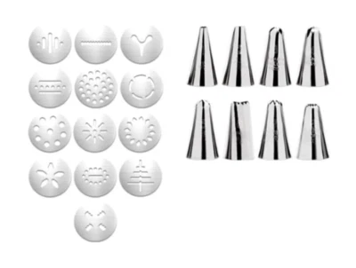 13 discos de galletas + 8 boquillas de glaseado para prensa de galletas Nuevo Foto 1 de 4