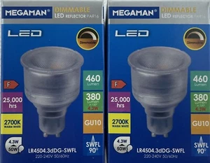 2 x LED GU10 PAR16 Dimmable  Long Body 74mm 4.3W Warm White 240v Megaman - Picture 1 of 12