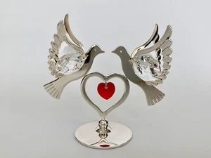 FIGURA DE PALOMAS - CHAPADA EN PLATA INDEPENDIENTE CON CRISTALES AUSTRIACOS - Imagen 1 de 1