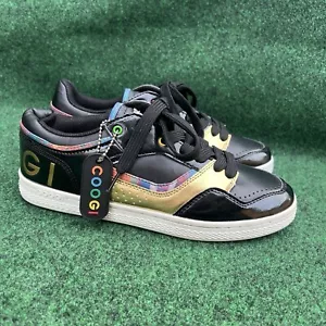 COOGI Black Multi Leather Lace-Up Low Top Gold Sneakers Shoes Women's Sz 9 - Picture 1 of 8