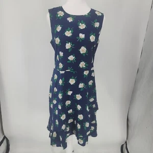 Abito Draper James Navy Magnolia in bianco stampa floreale senza maniche donna taglia 6 - Foto 1 di 8