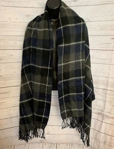 Chal de bufanda con flecos a cuadros gris/azul para hombre talla única - Imagen 1 de 3