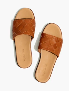 Madewell Louisa Palmer Slide Sandals Woven Leather Burnished Caramel Size 6 - Picture 1 of 7