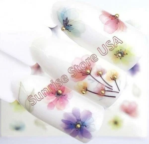 Nail Art Wassertransfer Aufkleber Multi Wasserfarbe Tinte Blume Aufkleber Maniküre - Bild 1 von 8