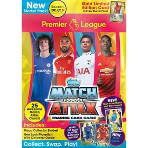 2017-18 TOPPS MATCH ATTAX EPL STARTER PACK ALBUM + 25 CARD LE GOLD - Picture 1 of 1