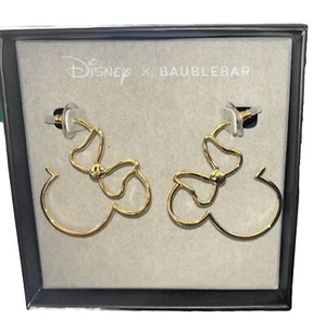 Disney X Baublebar Minnie Mouse W/ Bow Outline Earrings Ears Hoop Gift Box New - Picture 1 of 5