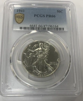1941-P WALKING LIBERTY HALF DOLLAR ~ PCGS PR-66 ~ 50C ~ GOLD SHIELD LABEL - Image 1 of 4